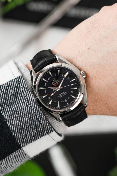 OMEGA 231.13.43.22.01.001 Seamaster Aqua Terra GMT 150m Co‑Axial Chronometer 43mm  - Black Teaked Dial & Black Alligator Strap