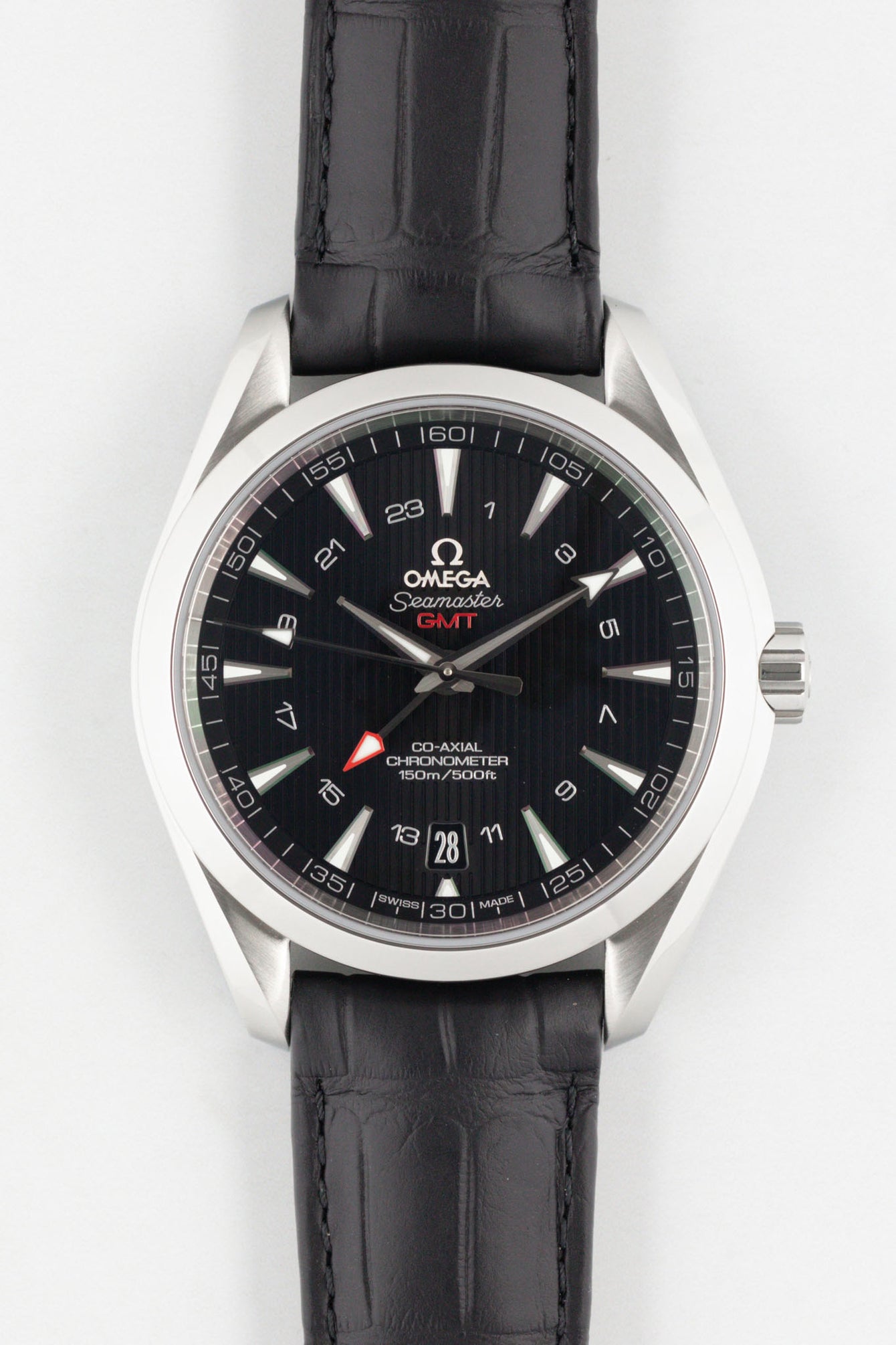 OMEGA Seamaster Aqua Terra GMT 150m Co‑Axial Chronometer 43mm  - Black Teaked Dial & Black Alligator Strap
