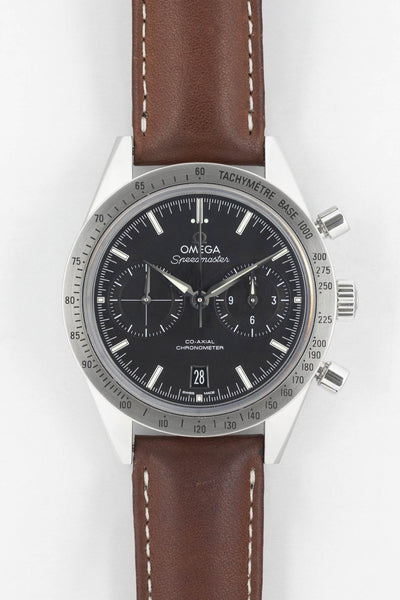 omega speedmaster brown leather strap