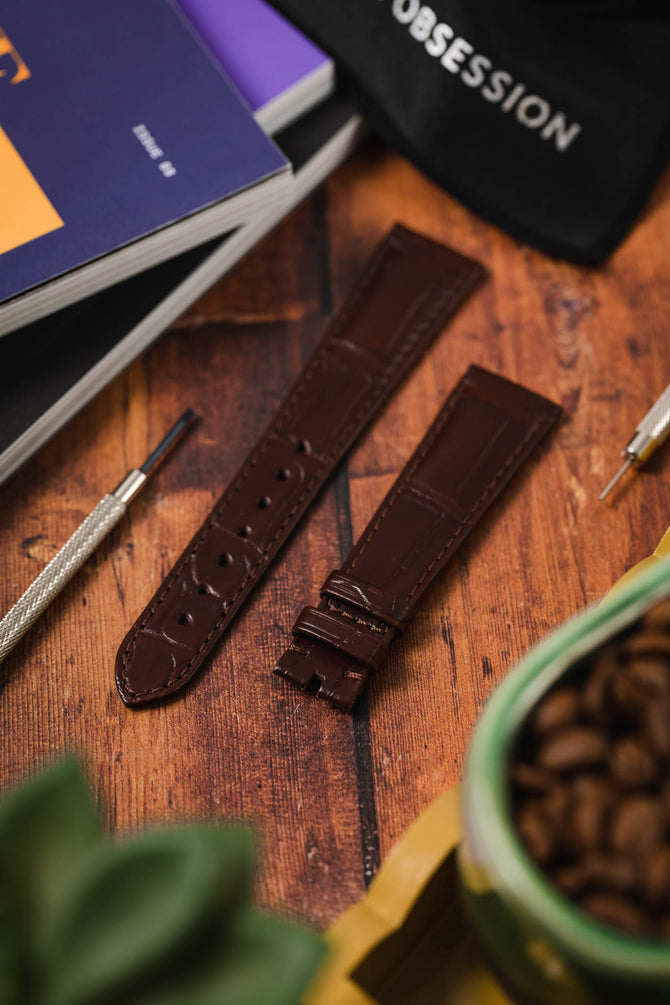 omega brown alligator strap 