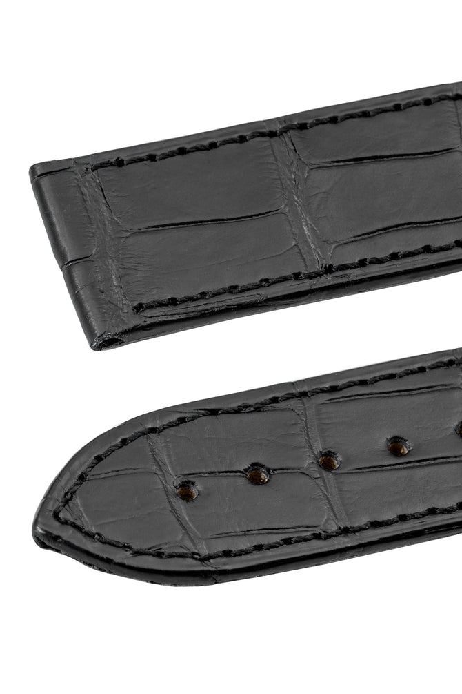 OMEGA 98000368L Planet Ocean Curved-Ended Alligator Leather 22mm Deployment Watch Strap (Chrono) - BLACK