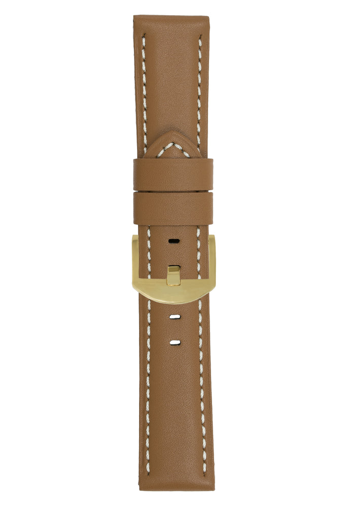 Panerai-Style Calf Leather Watch Strap in CARAMEL