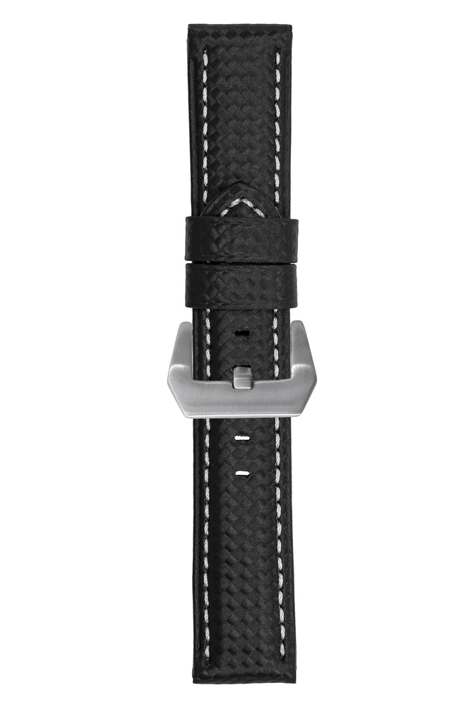 Panerai-Style Carbon Leather Watch Strap in BLACK
