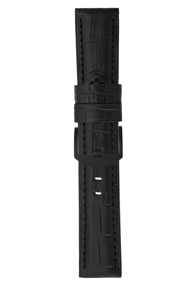 Panerai-Style Alligator-Embossed Watch Strap in BLACK / BLACK