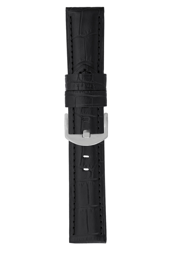 Panerai-Style Alligator-Embossed Watch Strap in BLACK / BLACK