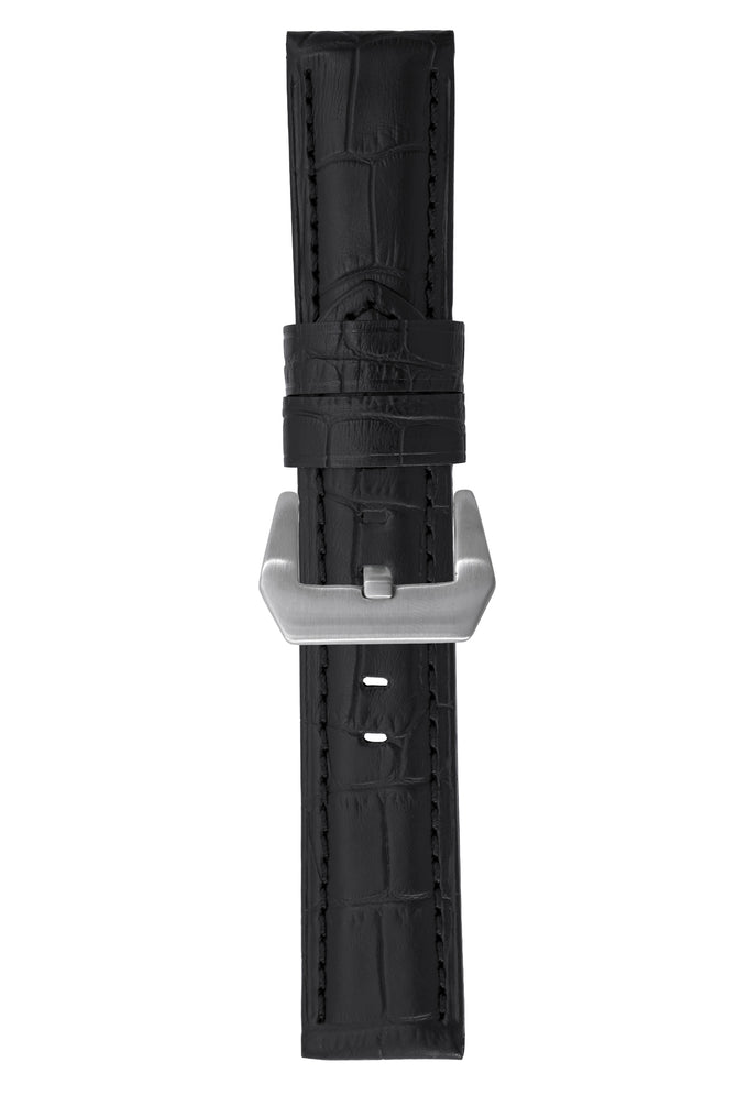 Panerai-Style Alligator-Embossed Watch Strap in BLACK / BLACK
