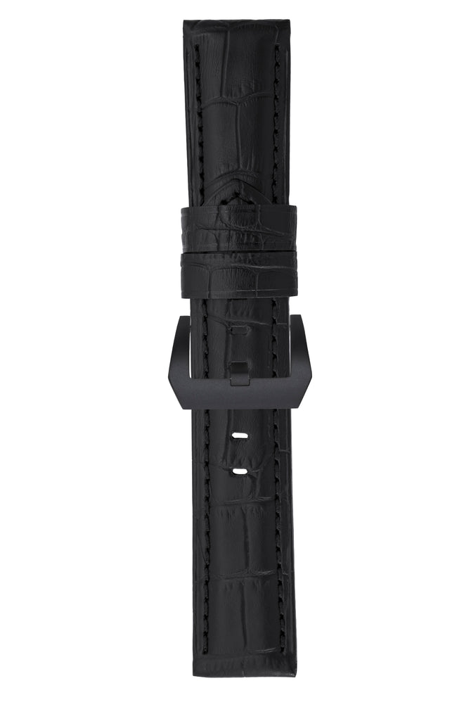 Panerai-Style Alligator-Embossed Watch Strap in BLACK / BLACK