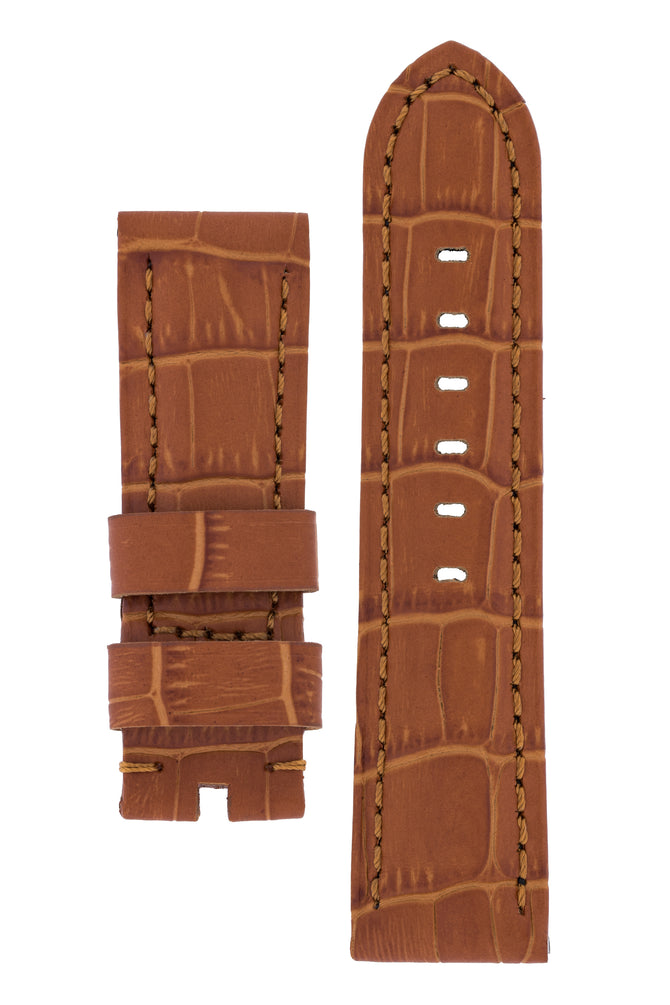 Panerai-Style Alligator-Embossed Watch Strap in BROWN / BROWN