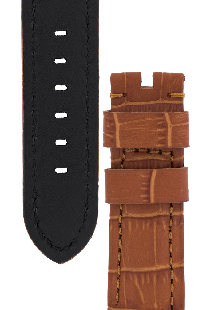 Panerai-Style Alligator-Embossed Watch Strap in BROWN / BROWN