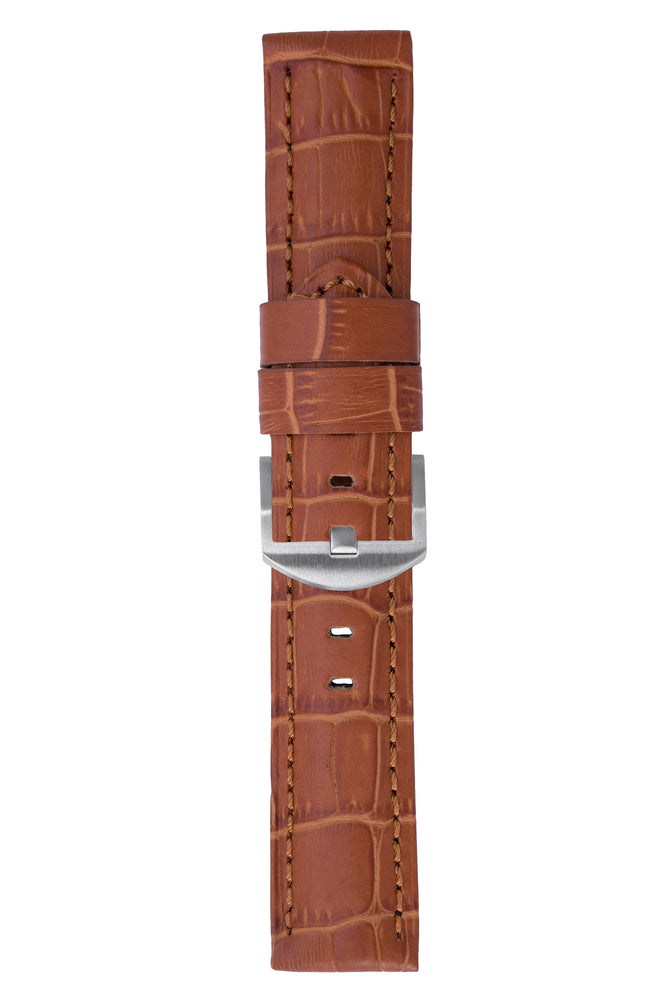 Panerai-Style Alligator-Embossed Watch Strap in BROWN / BROWN