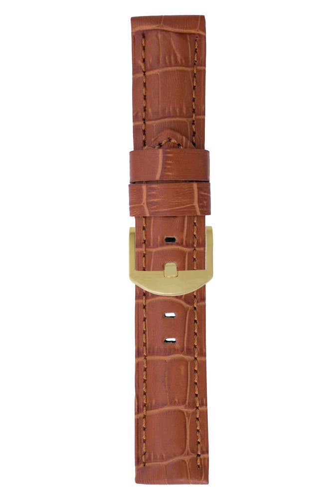 Panerai-Style Alligator-Embossed Watch Strap in BROWN / BROWN