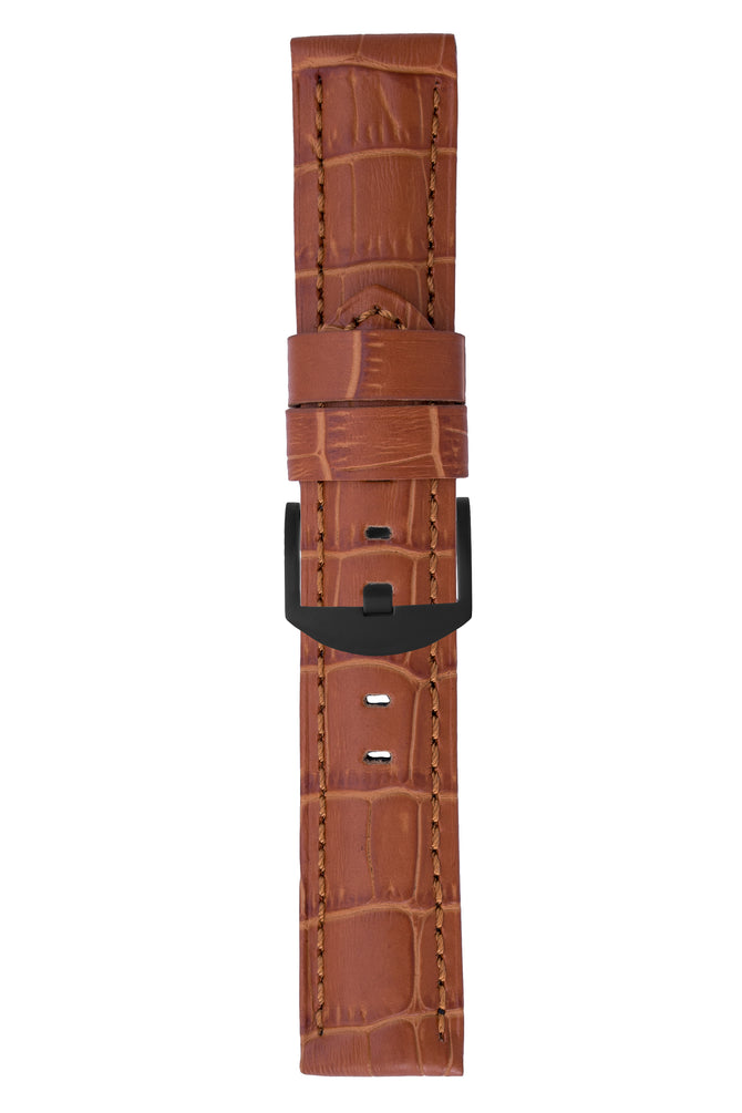 Panerai-Style Alligator-Embossed Watch Strap in BROWN / BROWN