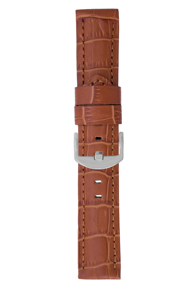 Panerai-Style Alligator-Embossed Watch Strap in BROWN / BROWN