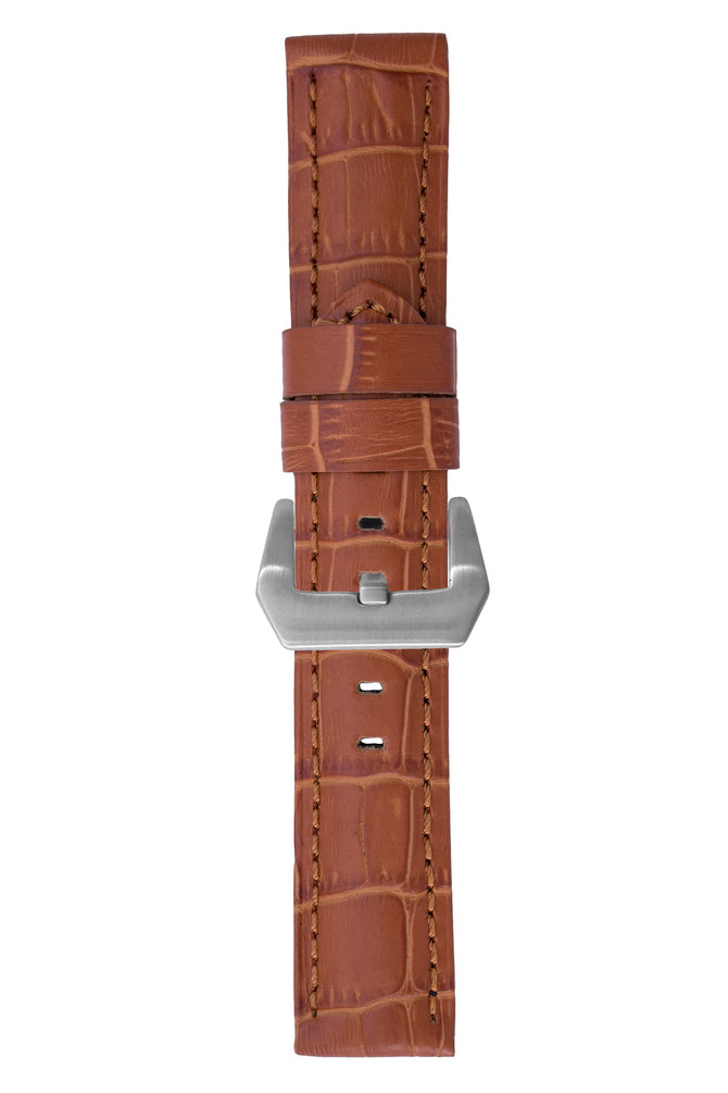Panerai-Style Alligator-Embossed Watch Strap in BROWN / BROWN