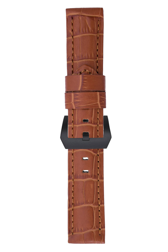 Panerai-Style Alligator-Embossed Watch Strap in BROWN / BROWN