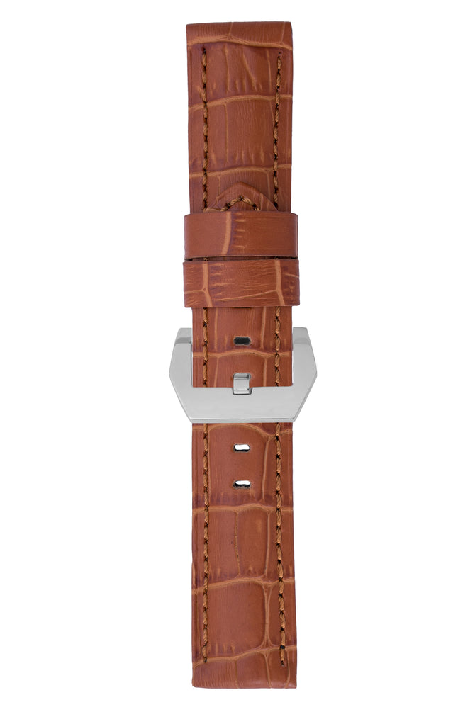 Panerai-Style Alligator-Embossed Watch Strap in BROWN / BROWN