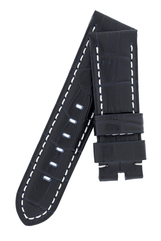 Panerai-Style Alligator-Embossed Watch Strap in NIGHT BLUE