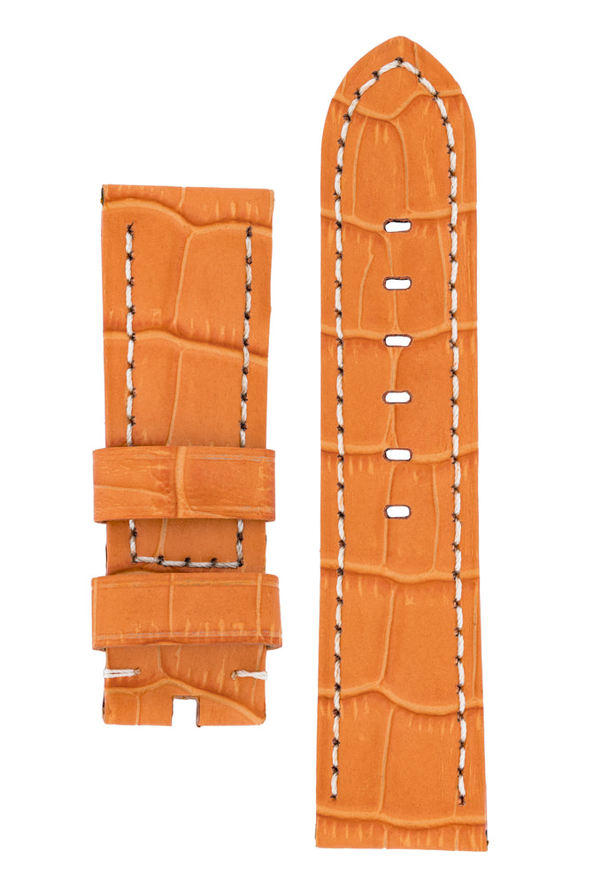 Panerai-Style Alligator-Embossed Watch Strap in ORANGE