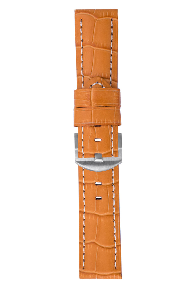 Panerai-Style Alligator-Embossed Watch Strap in ORANGE