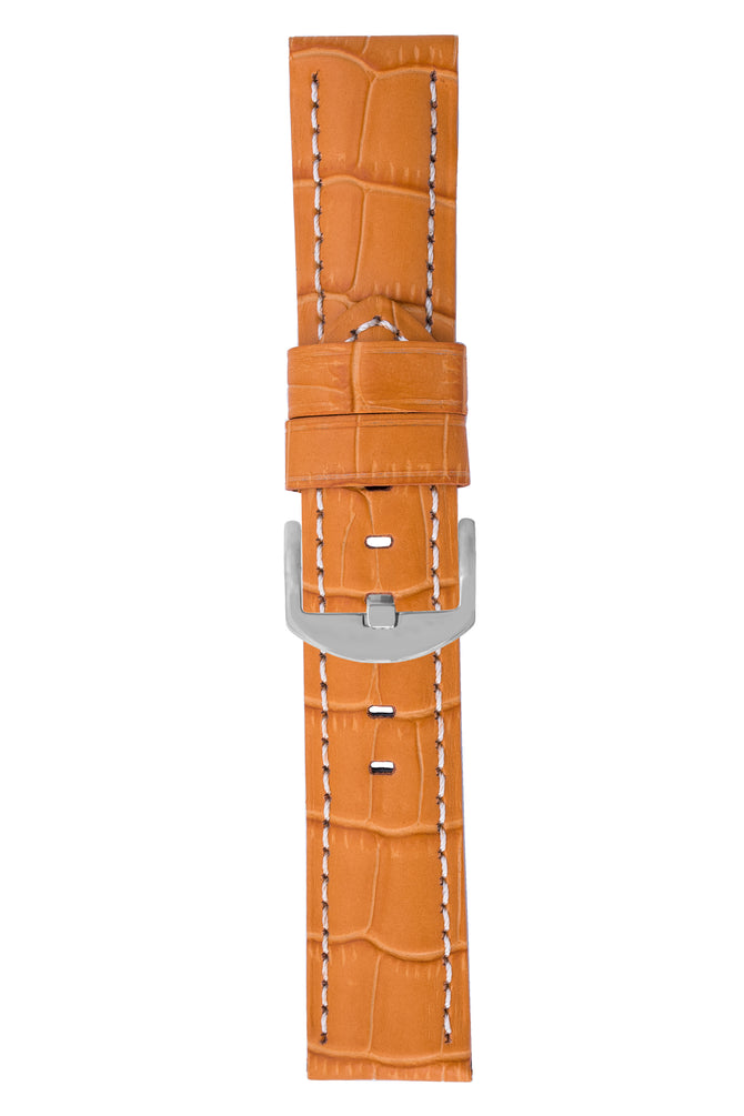 Panerai-Style Alligator-Embossed Watch Strap in ORANGE