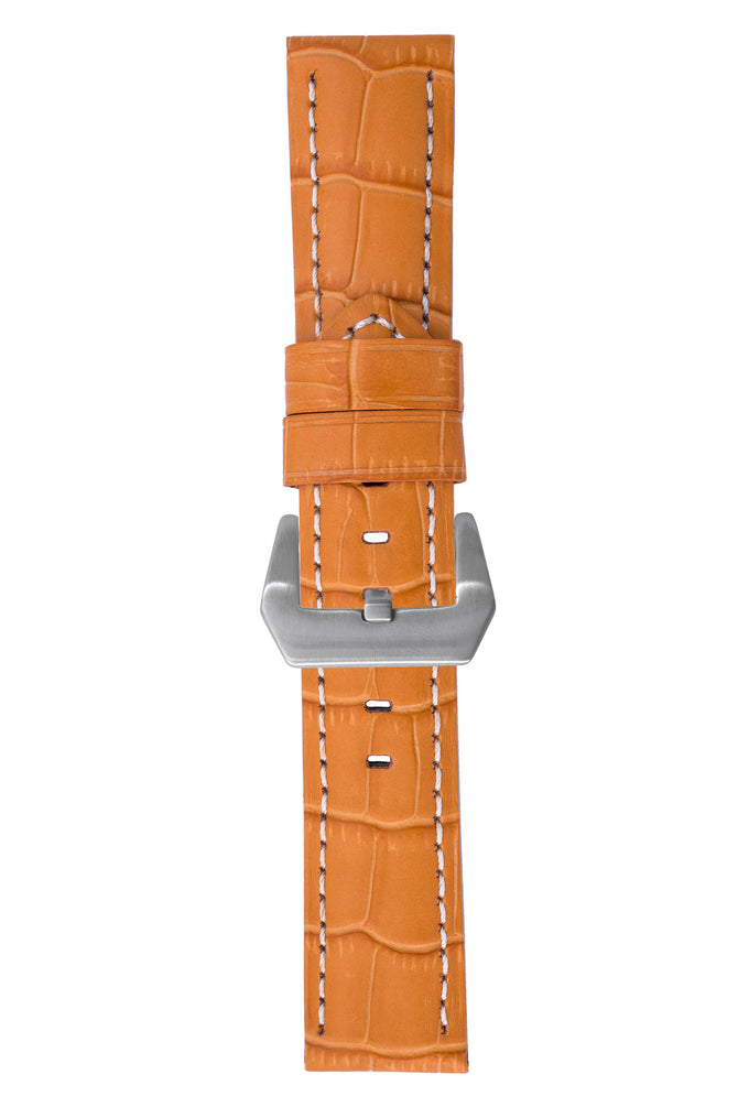 Panerai-Style Alligator-Embossed Watch Strap in ORANGE