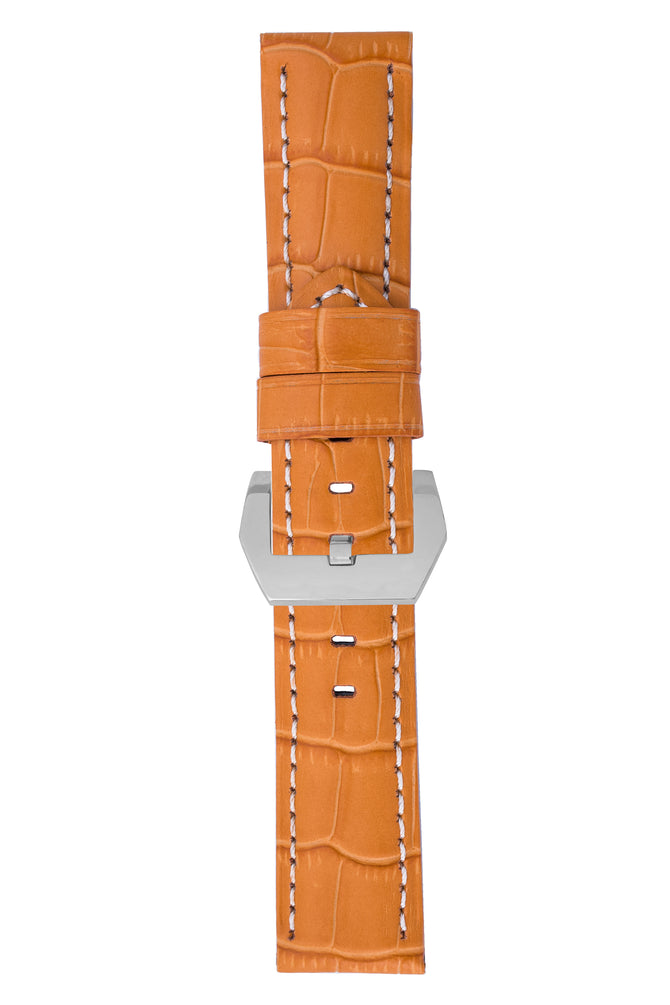Panerai-Style Alligator-Embossed Watch Strap in ORANGE