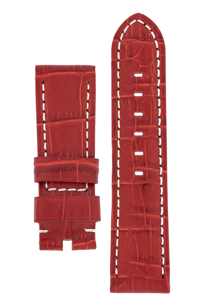 Panerai-Style Alligator-Embossed Watch Strap in RED