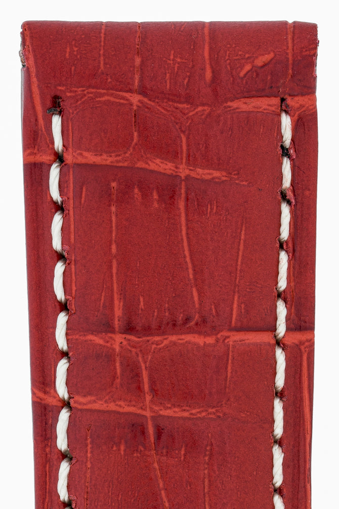 Panerai-Style Alligator-Embossed Watch Strap in RED