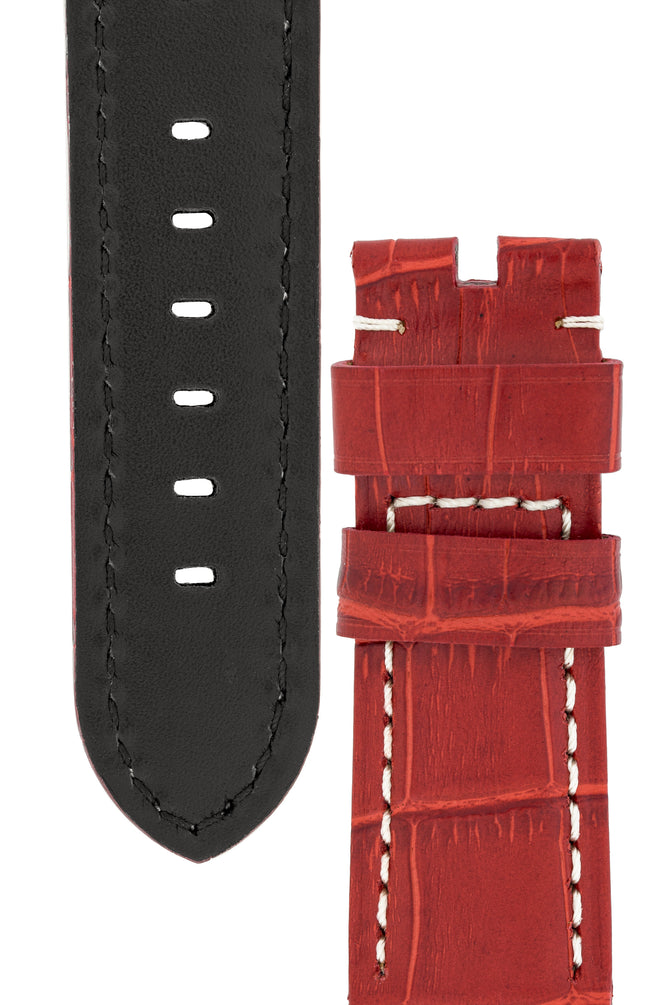 Panerai-Style Alligator-Embossed Watch Strap in RED