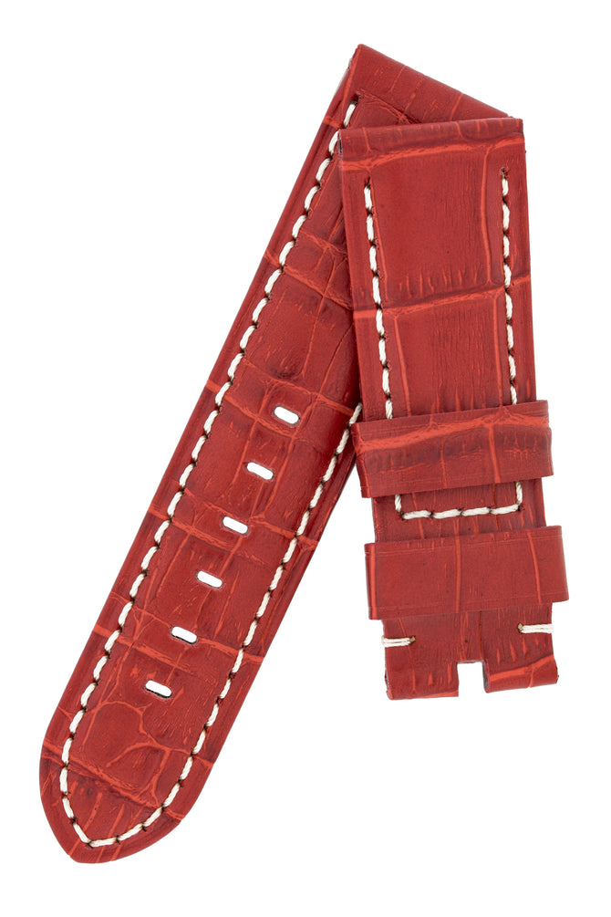 Panerai-Style Alligator-Embossed Watch Strap in RED