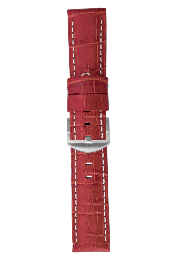 Panerai-Style Alligator-Embossed Watch Strap in RED