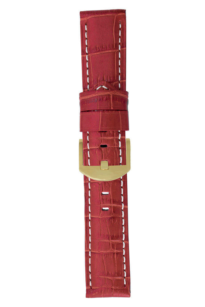 Panerai-Style Alligator-Embossed Watch Strap in RED