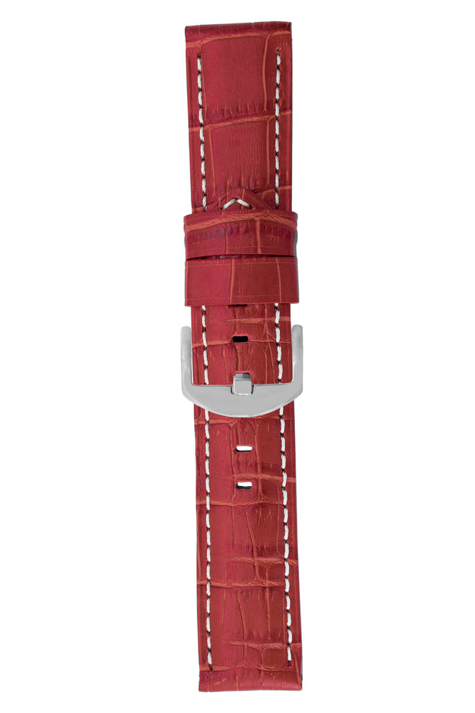 Panerai-Style Alligator-Embossed Watch Strap in RED