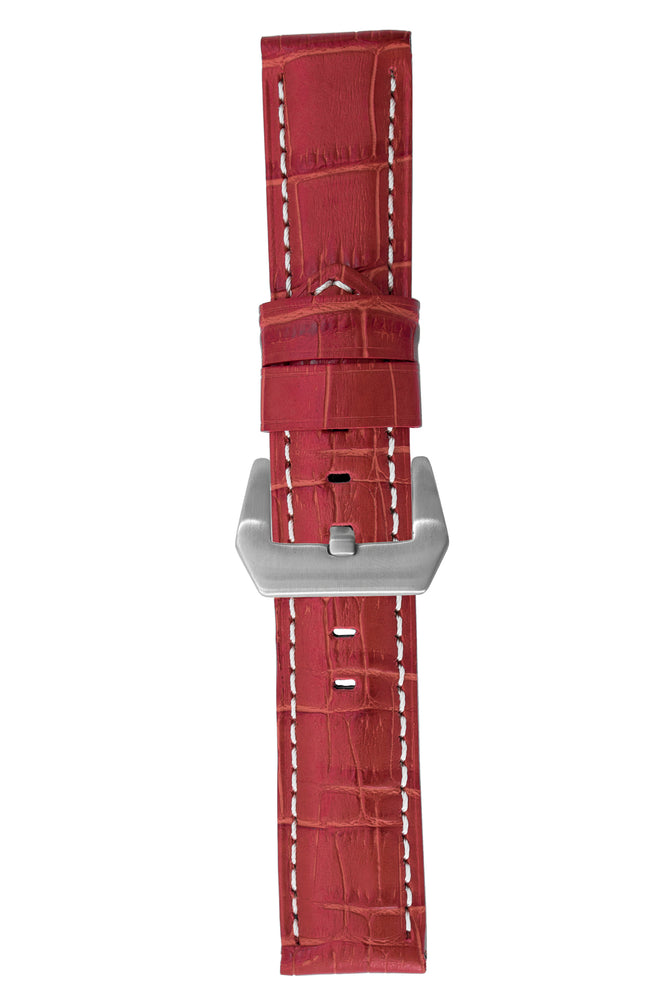 Panerai-Style Alligator-Embossed Watch Strap in RED