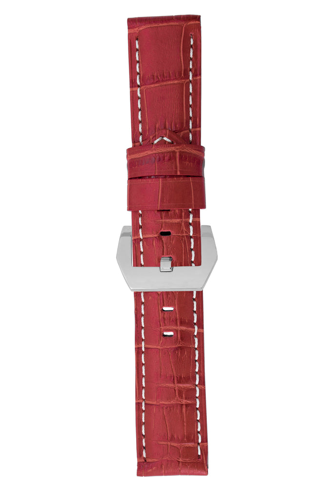 Panerai-Style Alligator-Embossed Watch Strap in RED