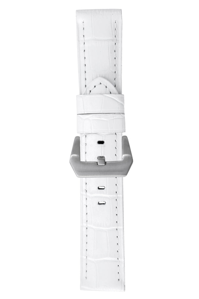 Panerai-Style Alligator-Embossed Watch Strap in WHITE