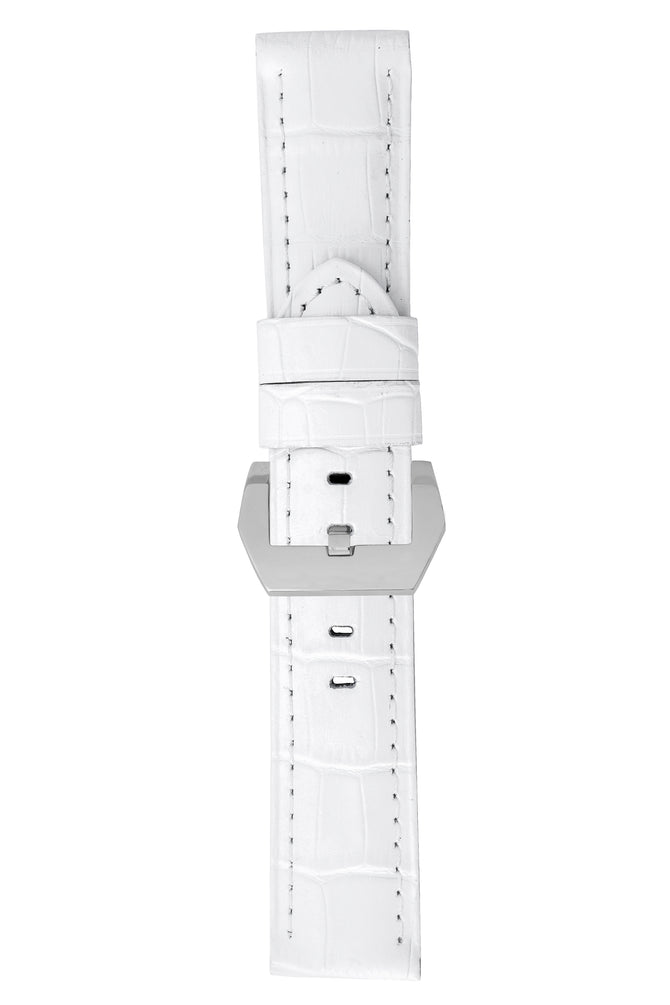 Panerai-Style Alligator-Embossed Watch Strap in WHITE