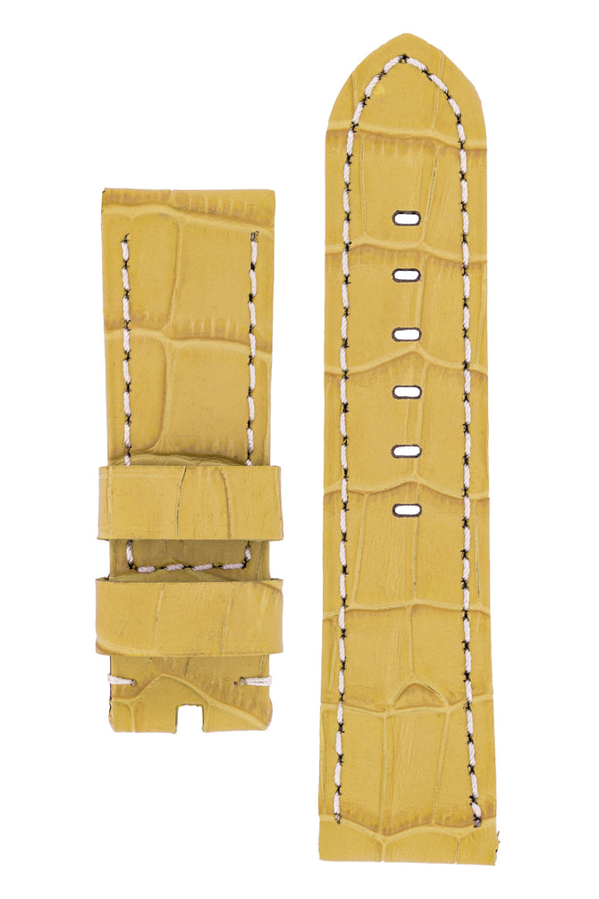 Panerai-Style Alligator-Embossed Watch Strap in YELLOW