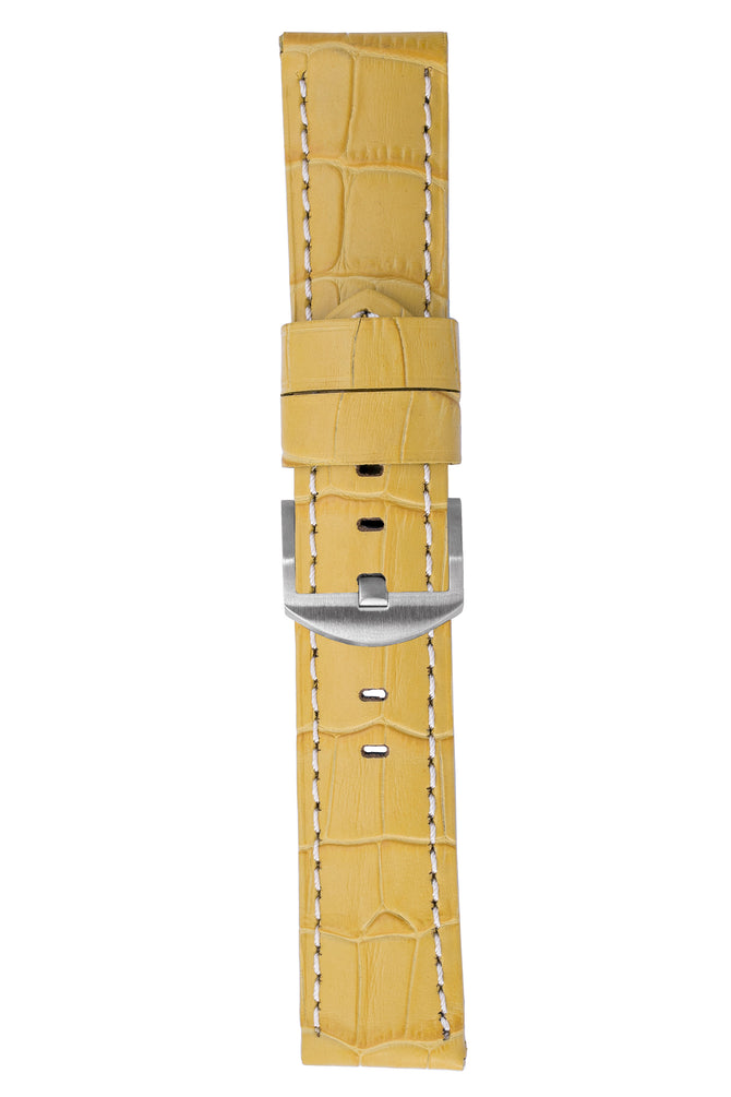 Panerai-Style Alligator-Embossed Watch Strap in YELLOW