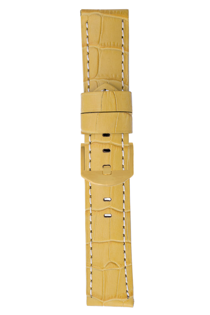 Panerai-Style Alligator-Embossed Watch Strap in YELLOW