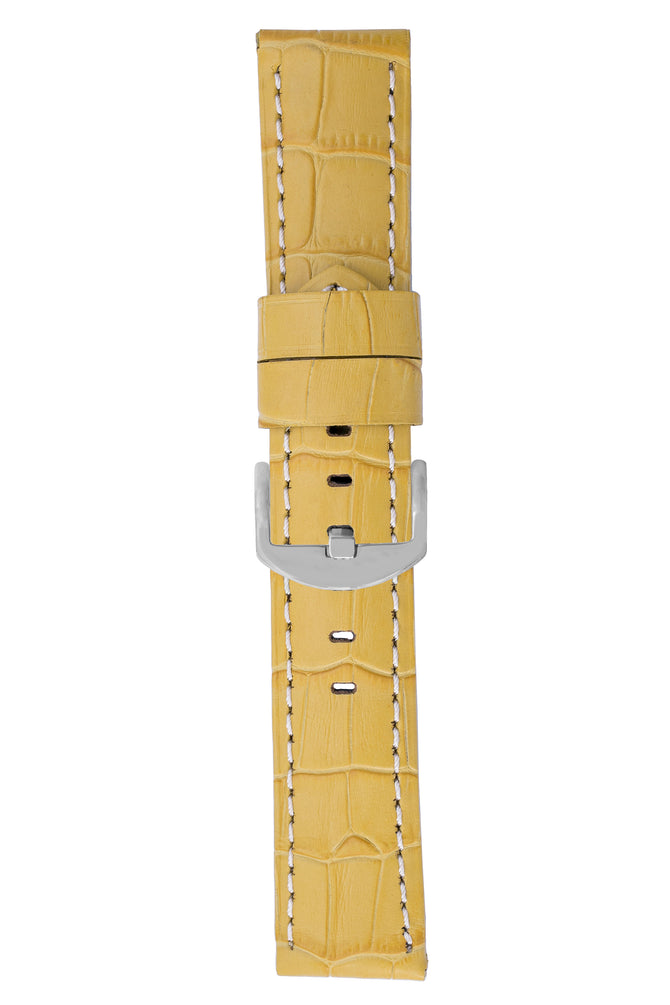 Panerai-Style Alligator-Embossed Watch Strap in YELLOW