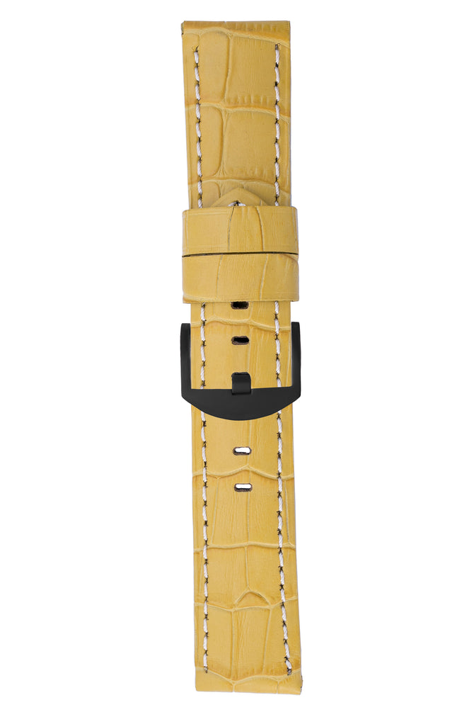 Panerai-Style Alligator-Embossed Watch Strap in YELLOW