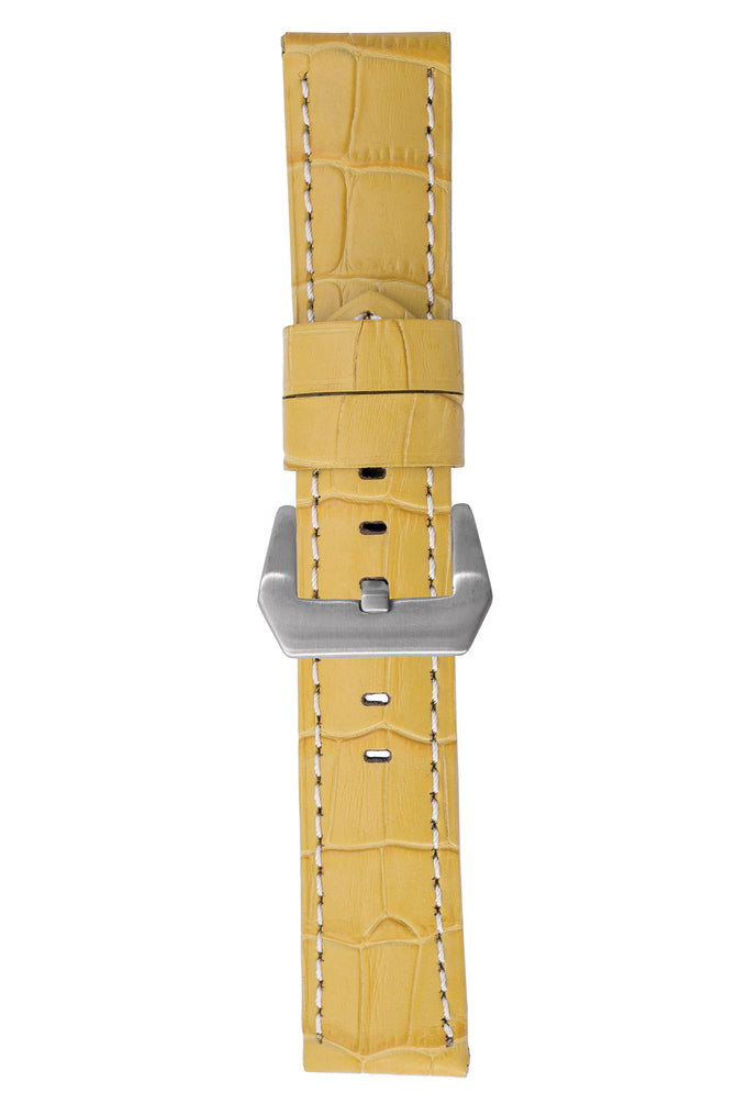 Panerai-Style Alligator-Embossed Watch Strap in YELLOW