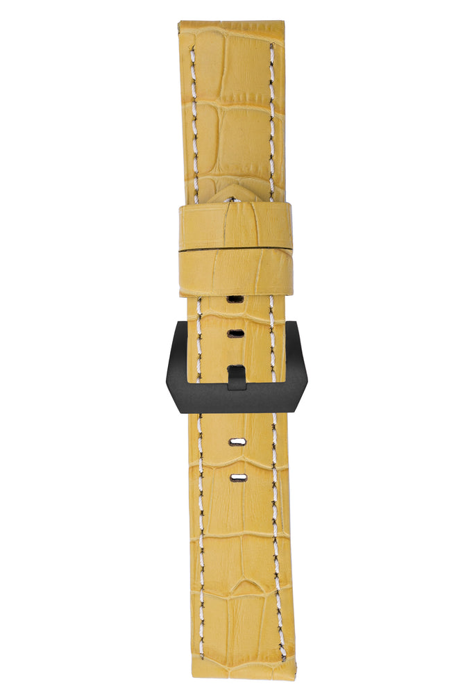 Panerai-Style Alligator-Embossed Watch Strap in YELLOW