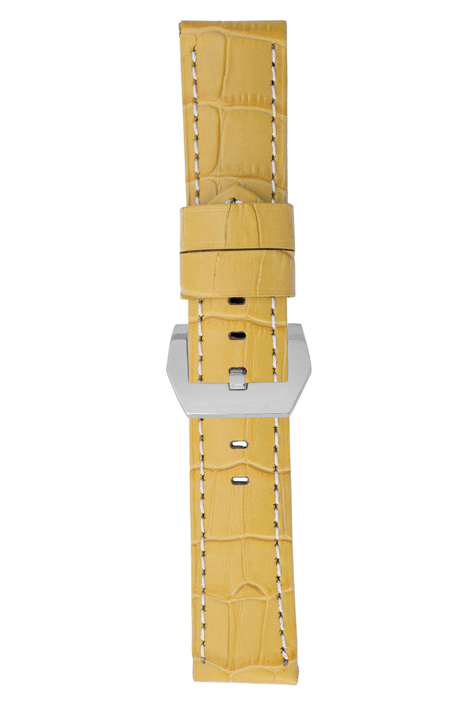Panerai-Style Alligator-Embossed Watch Strap in YELLOW