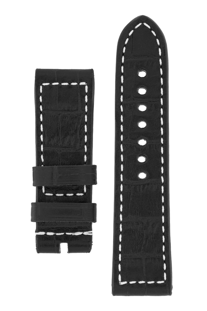 Panerai-Style Marino Alligator Embossed Watch Strap in BLACK
