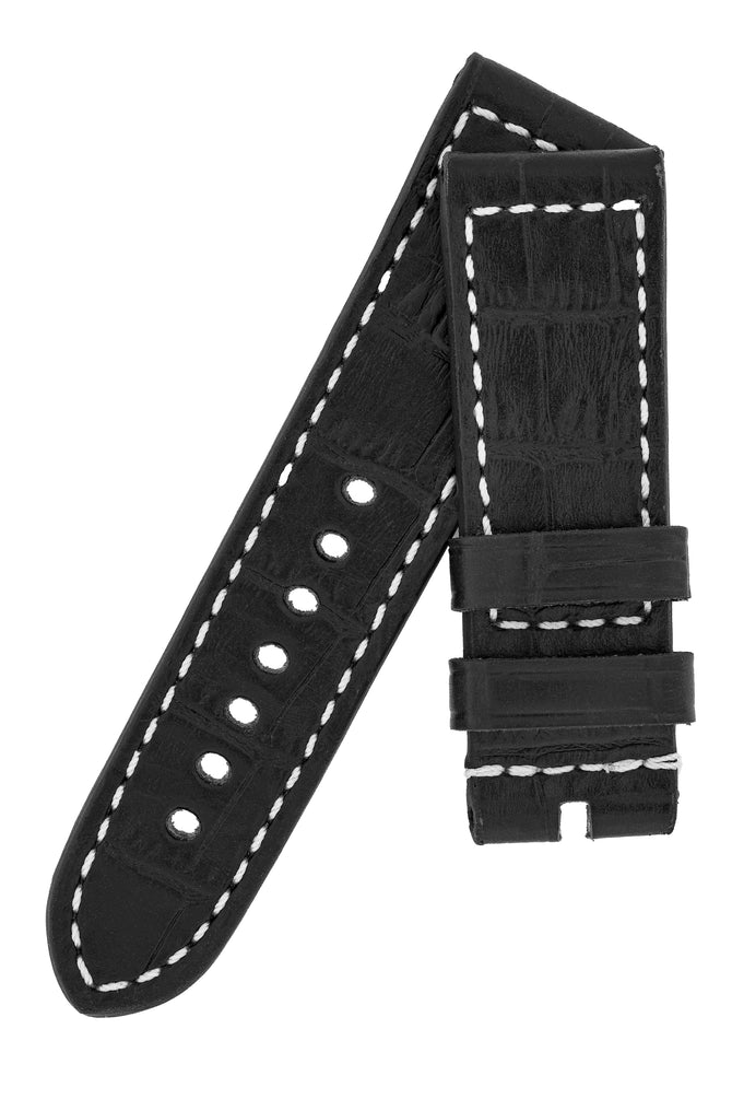 Panerai-Style Marino Alligator Embossed Watch Strap in BLACK