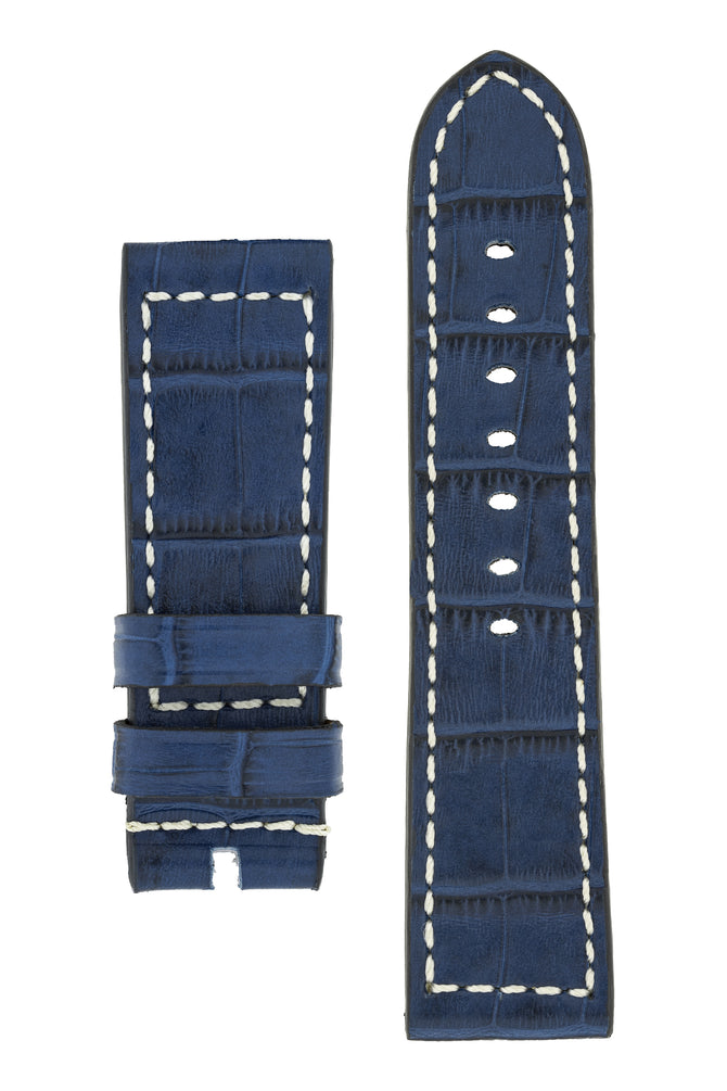 Panerai-Style Marino Alligator Embossed Watch Strap in BLUE