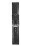 Black suede watch strap with silver buckle