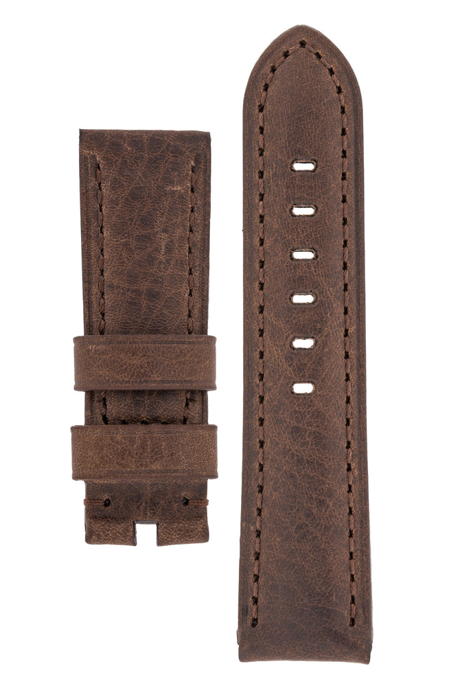 Panerai-Style Vintage Leather Watch Strap in BROWN
